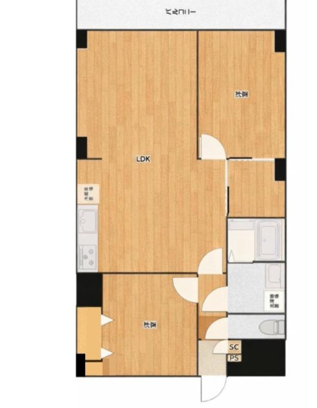 八王子元横山町マンション(2LDK/2階)の間取り写真