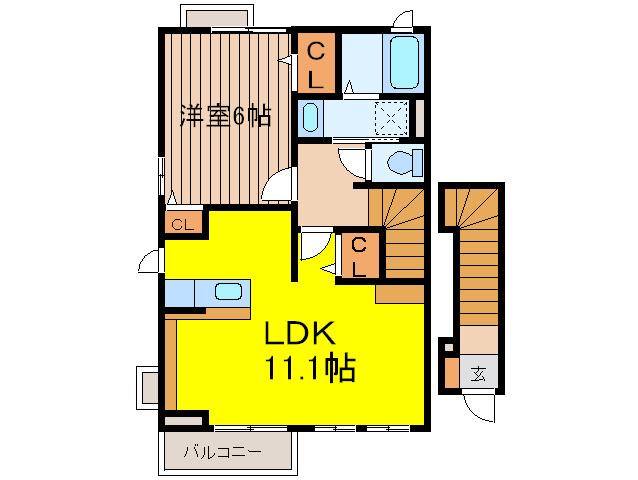 メゾン・ド・リヴェール(1LDK/2階)の間取り写真