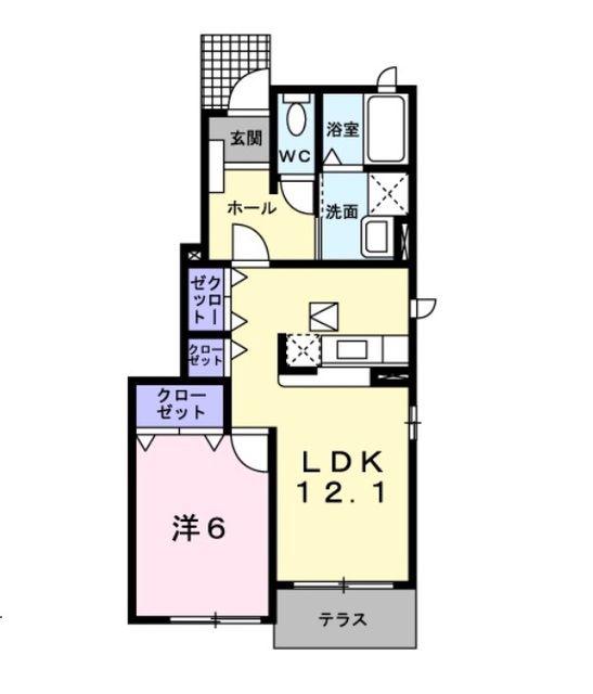 ブルックインパクトΑB(1LDK/1階)の間取り写真