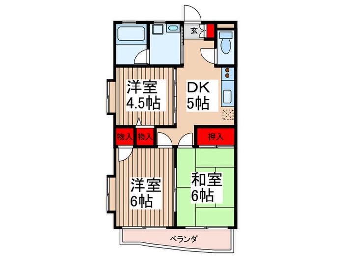 リバーハイツクリハラ(3DK/2階)の間取り写真
