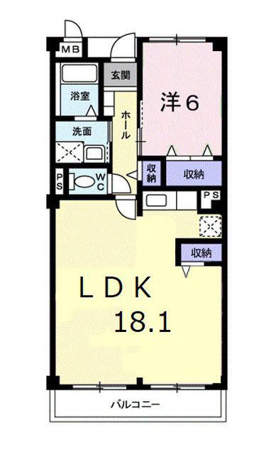 ノースクワイル5(1LDK/2階)の間取り写真