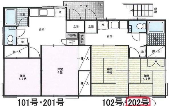 岡田レジテンス(2K/2階)の間取り写真