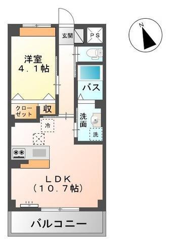 ヴェールムース南安長(1LDK/3階)の間取り写真