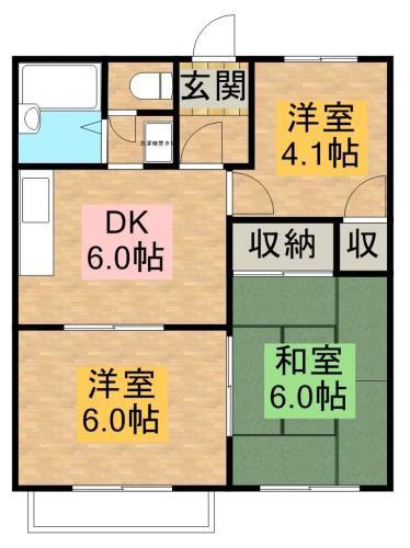 ルネパーク岸和田(3DK/2階)の間取り写真
