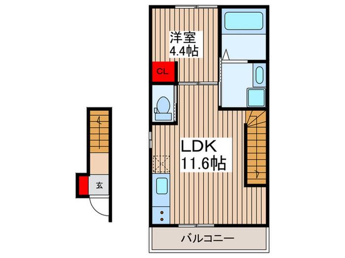 ガーデンプレイス新所沢(1LDK/2階)の間取り写真