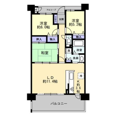 サーパス市駅南(3LDK/9階)の間取り写真