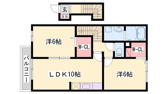 ベルファミーユII(2LDK/2階)の間取り写真