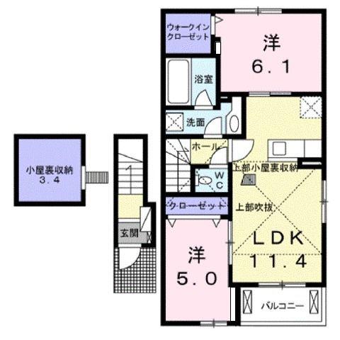 フィールドコート(2LDK/2階)の間取り写真