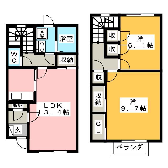 BRANCHE LOGEMENT B(2LDK/1階)の間取り写真
