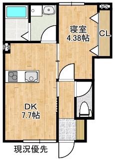 ソレイユルヴァン雑賀町(1DK/1階)の間取り写真