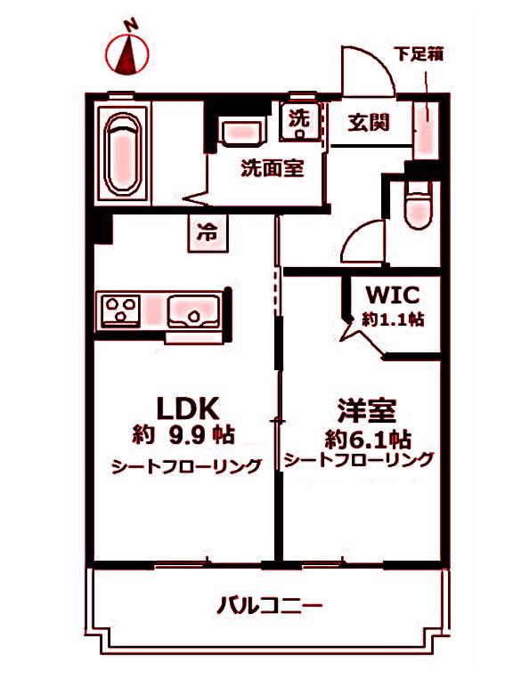 SPICA B棟(1LDK/3階)の間取り写真