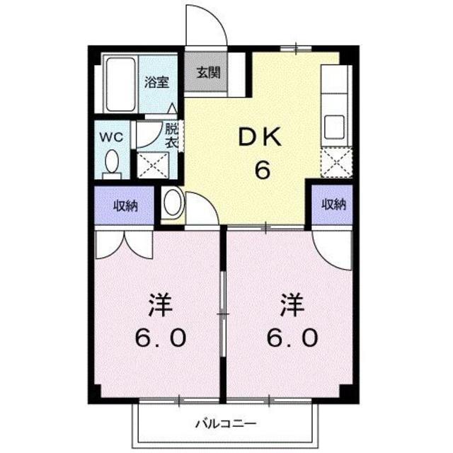 ニューシティ杉田NO.1(2DK/2階)の間取り写真