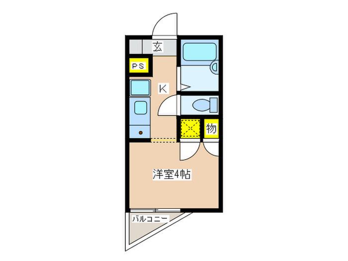 ヒルズ八王子(1K/2階)の間取り写真