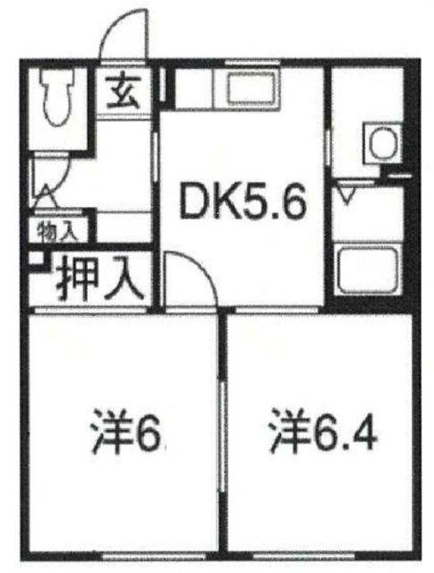 リバーサイド浜岡A(2DK/1階)の間取り写真