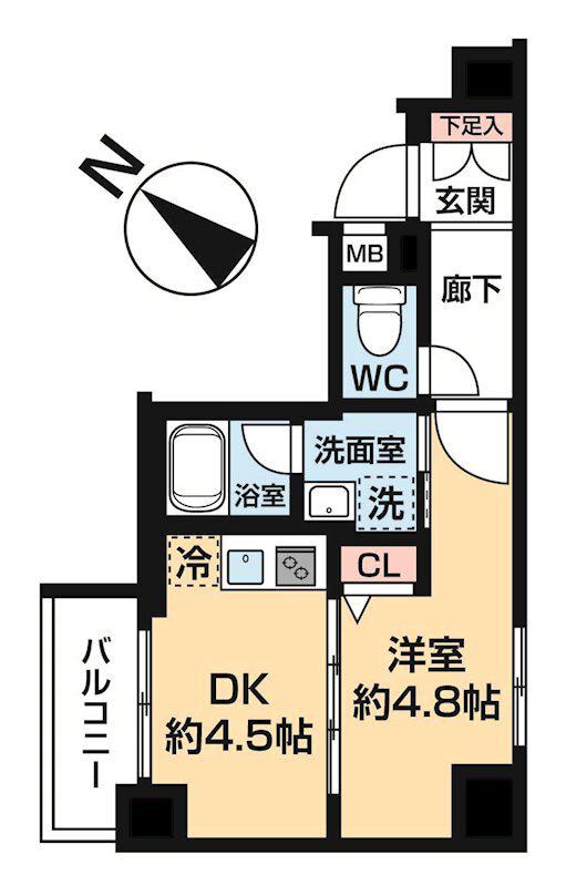 ラヴェニール町田(1DK/8階)の間取り写真