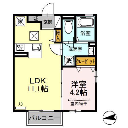 エストプラージュ(1LDK/1階)の間取り写真