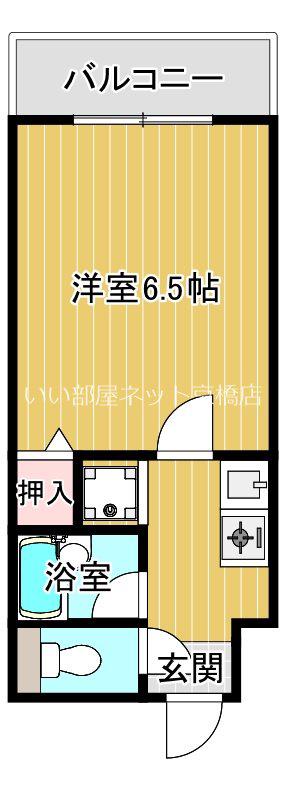 ソレイユ(1K/4階)の間取り写真