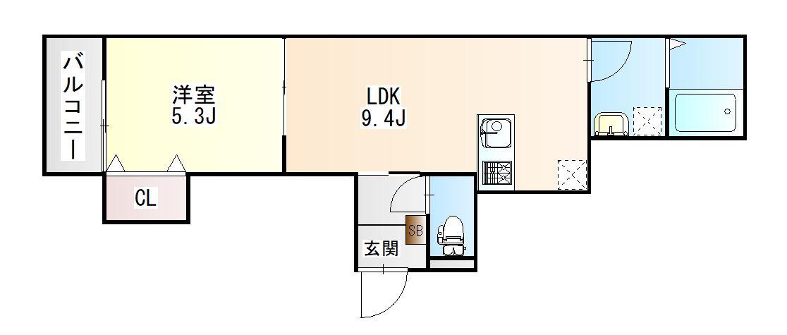 エルネスト(1LDK/3階)の間取り写真