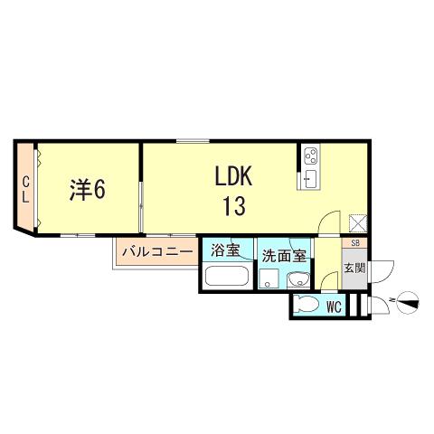 S APT.玉津町春とそよ風のフィオーレ(1LDK/3階)の間取り写真