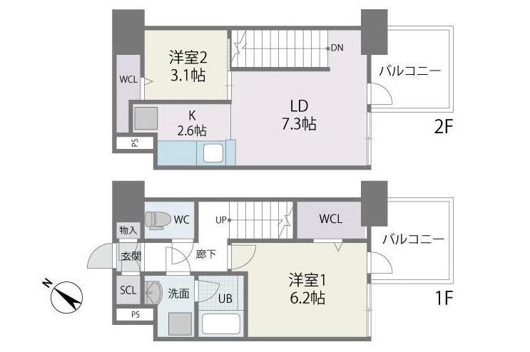 MODERN PALAZZO博多駅南AXIA(2LDK/8階)の間取り写真