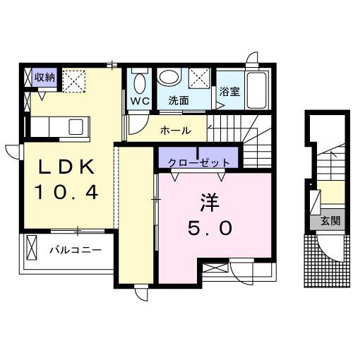 アーバン(1LDK/2階)の間取り写真