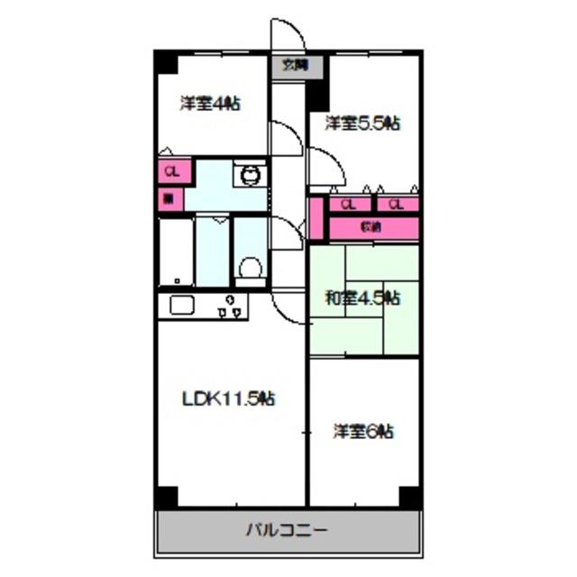 大阪城公園スカイハイツ(4LDK/11階)の間取り写真