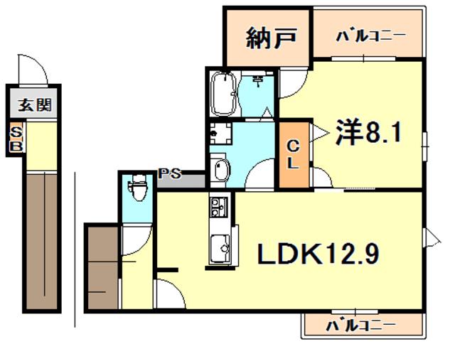 ロータス湊川公園(1SLDK/3階)の間取り写真
