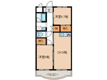 ルレーブ城東(2DK/3階)の間取り写真