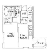 あさひレジデンス表町(1DK/3階)の間取り写真