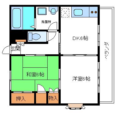 アルタイルA(2DK/3階)の間取り写真