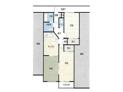 シャトレー新町(3DK/2階)の間取り写真