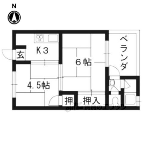 コーポ三谷(2K/2階)の間取り写真