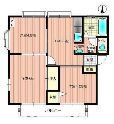 サンライズ太田(3DK/1階)の間取り写真