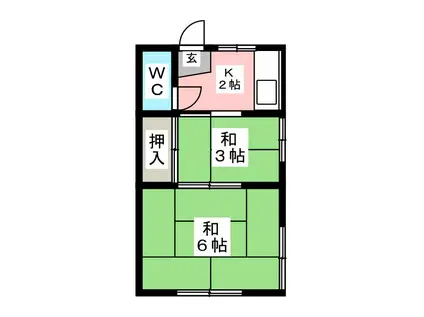 陽光荘(2K/2階)の間取り写真