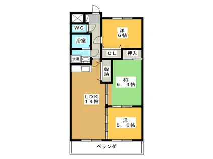 ファミーユ日新(3LDK/4階)の間取り写真