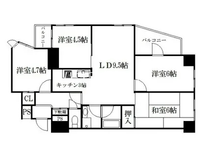 シンフォニーリサーチパークイースト(4LDK/9階)の間取り写真