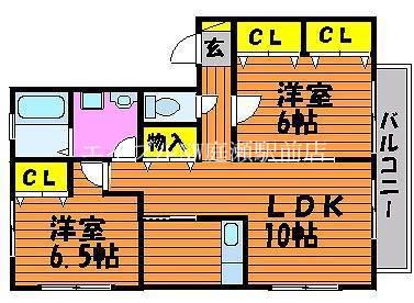 ファインハイツ(2LDK/2階)の間取り写真