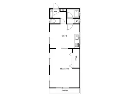 寺平第2ビル(1DK/3階)の間取り写真