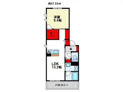 シャーメゾン モンジエル(1LDK/2階)の間取り写真