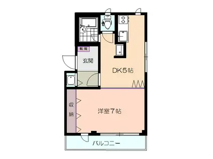 DIMORA富士(1DK/2階)の間取り写真