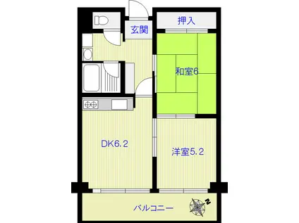 恒陽王子マンション(2DK/4階)の間取り写真