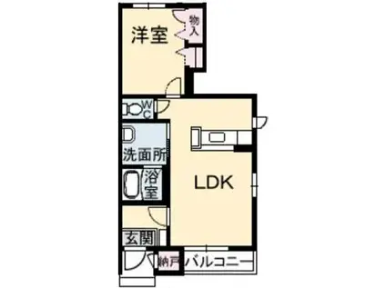 シャーメゾン神辺 B棟(1LDK/1階)の間取り写真