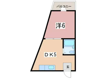 ピーチジョー県大(1DK/3階)の間取り写真