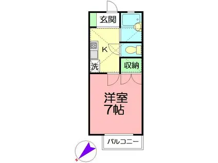 藤沢ドミール21(1K/1階)の間取り写真