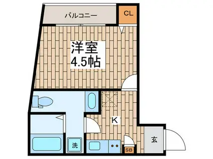 ベルエクラ品川(1K/2階)の間取り写真