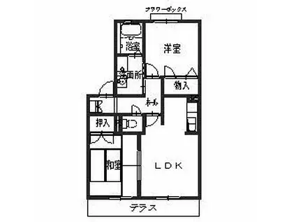 瓢箪山駅 徒歩18分2LDK(2LDK/1階)の間取り写真