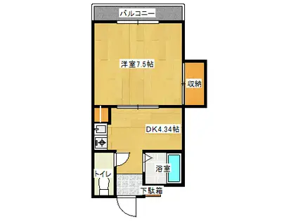 メゾン千(1DK/2階)の間取り写真