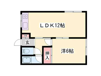 山陽電鉄本線 浜の宮駅 徒歩18分 2階建 築55年(1LDK/1階)の間取り写真