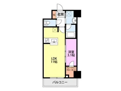 パークソレイユ弐番館(1LDK/3階)の間取り写真
