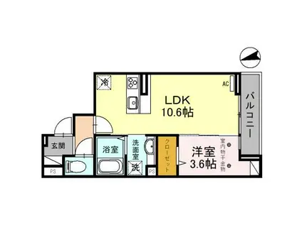 D-ROOM仙波町PJ A棟(1LDK/2階)の間取り写真